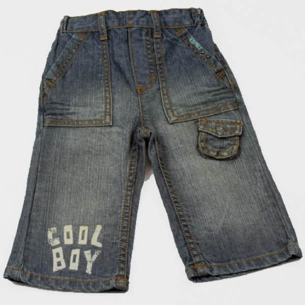 Esprit  Cargo Jeans ,-  mit Washed Effekt und "Cool Boy"  Print   ( Größe: 74 )
